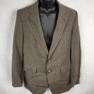 Traditionalist Men's Suit Jacket Blazer 2 Button Pockets Striped Brown Stone